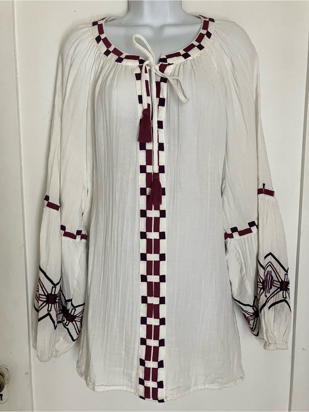 Anthro Gauze Cotton Peasant Blouse 4X